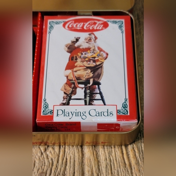 2 Decks 1995 COCA-COLA CHRISTMAS NOSTALGIA PLAYING CARDS IN COLLECTABLE TIN - Picture 4 of 12